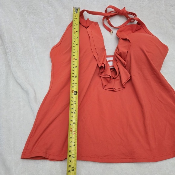 Michael  Kors 2 Pc Swimsuit Terracotta Cruise 2019 Size L Ruffled Coastal Beach - Picture 12 of 13